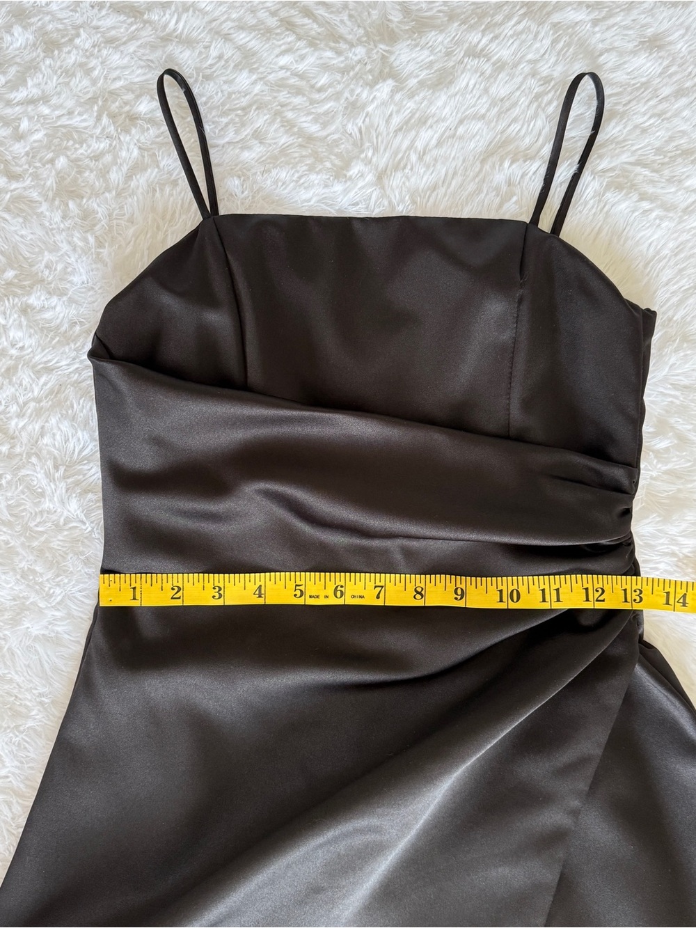 David's Bridal Black Satin Square-Neck Maxi Dress - Picture 4 of 9